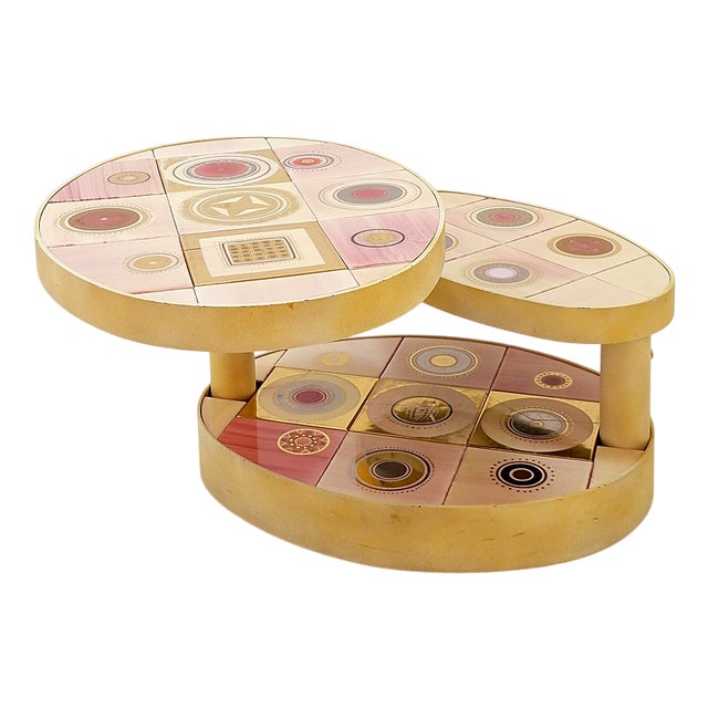 French Pink Ceramic Swivel Coffee Table attributed to Georges Pelletier for Vallauris, 1960s For Sale