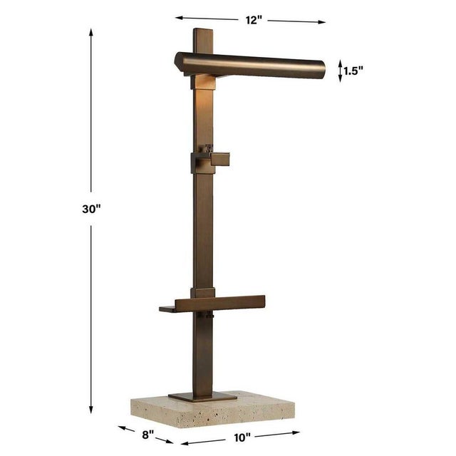 Display your favorite work of art with this lighted easel. Made of bronze-finished iron. All mounted on honed unfilled...