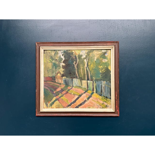 Bajo, Landscape with Fence, 1960s, Oil Painting on Panel, Framed For Sale - Image 10 of 16