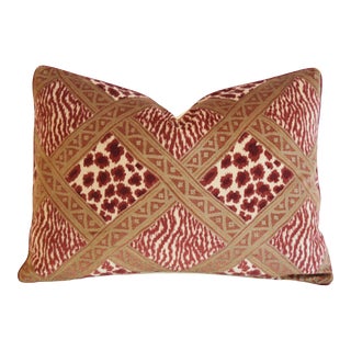 Cowtan & Tout Sheba Leopard & Tiger Velvet Feather/Down Pillow 22" X 16" For Sale