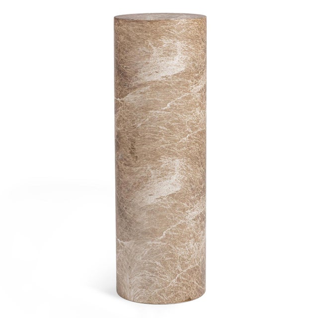 Taupe Faux Marble Pedestal Large For Sale - Image 4 of 6