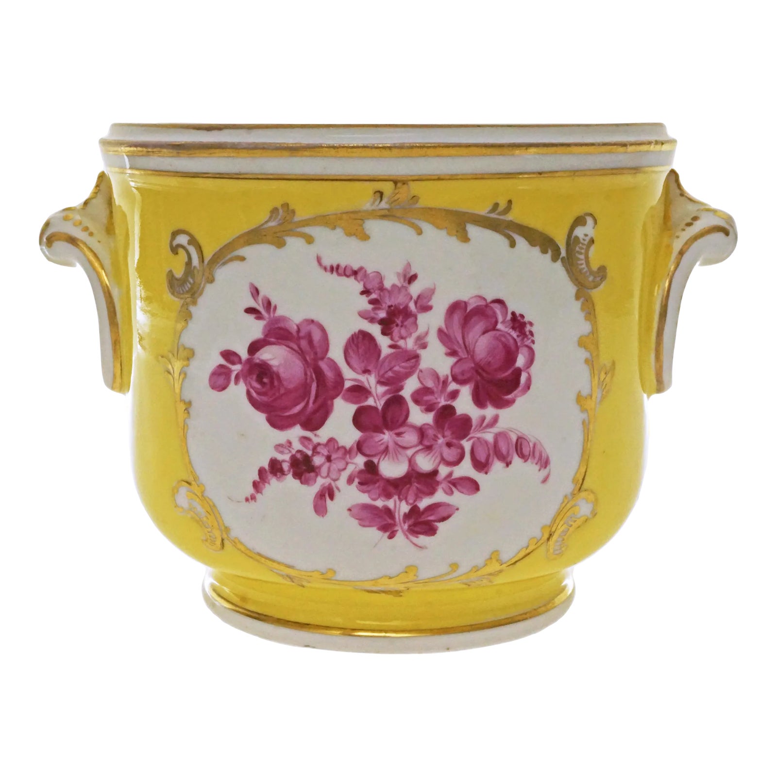 19th Century Neoclassic Cachepot Gilded Handles Sevres Style Porcelain ...