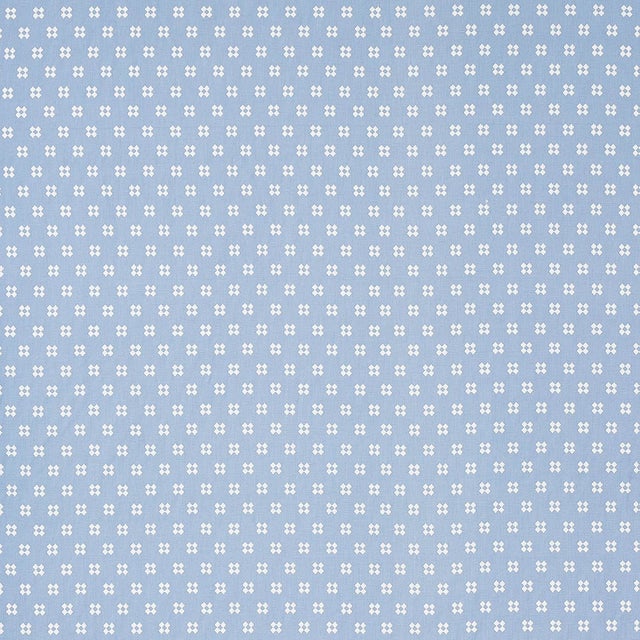 Inspired by Turkish carpets, Thandie Embroidery in ivory-on-chambray is a wonderful small-scale geometric pattern stitched...