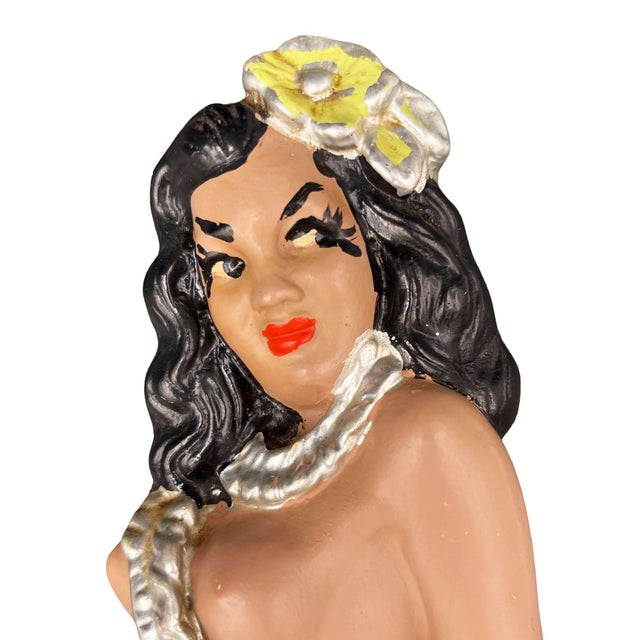 Ceramic MCM Hawaiian Art Pottery Nude Pin-Up Yellow Hula Girl Wall Sculpture, Pair For Sale - Image 7 of 9