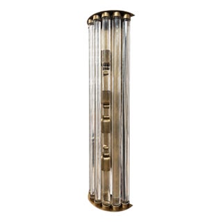 1970s Italian Mid-Century Modern Brass and Glass Rods Wall Sconce For Sale