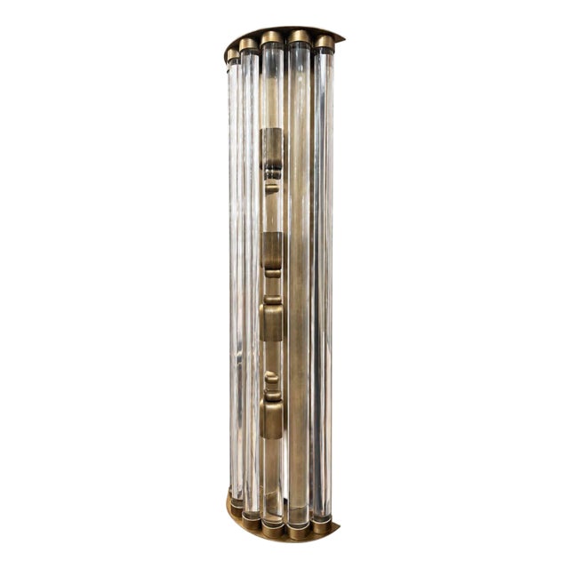 1970s Italian Mid-Century Modern Brass and Glass Rods Wall Sconce For Sale