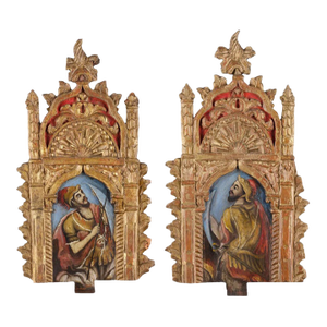 Pair of 18th-Century Spanish Colonial Carved and Painted Devotional Panels