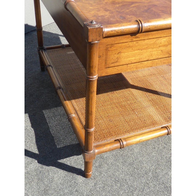 Vintage Drexel Heritage Faux Bamboo Burl Wood & Cane Side ...