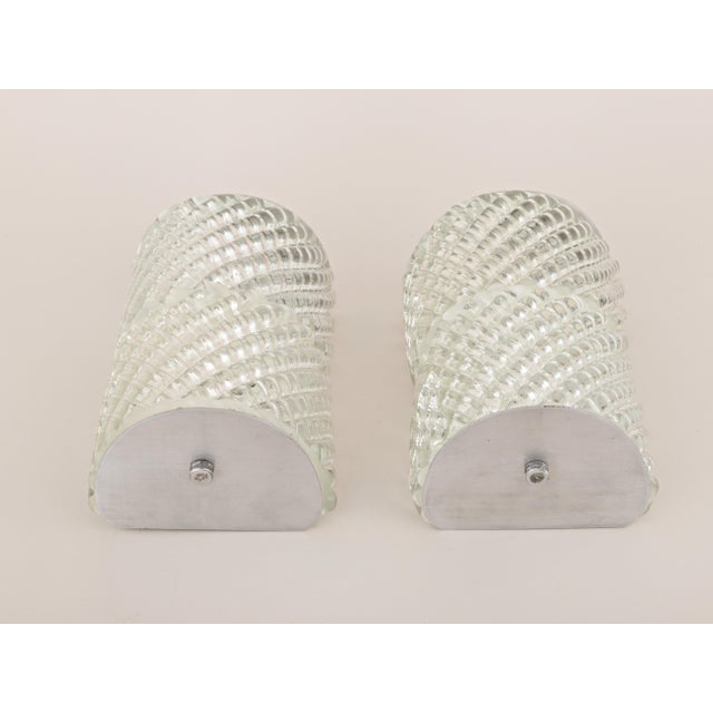 Transparent Set of 2 Clear Murano Glass Wall Sconces in the Style of Barovier & Toso, 1950s For Sale - Image 8 of 12