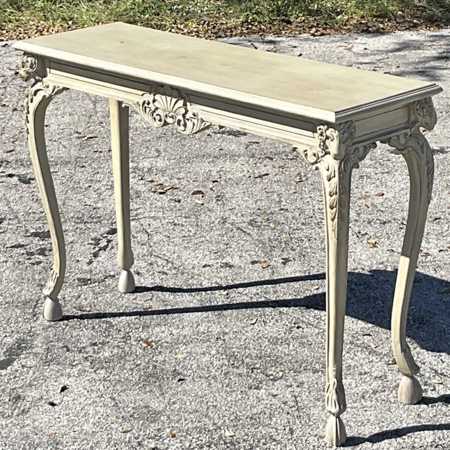 Vintage Regency Carved Rams Head Console Table For Sale In West Palm - Image 6 of 7
