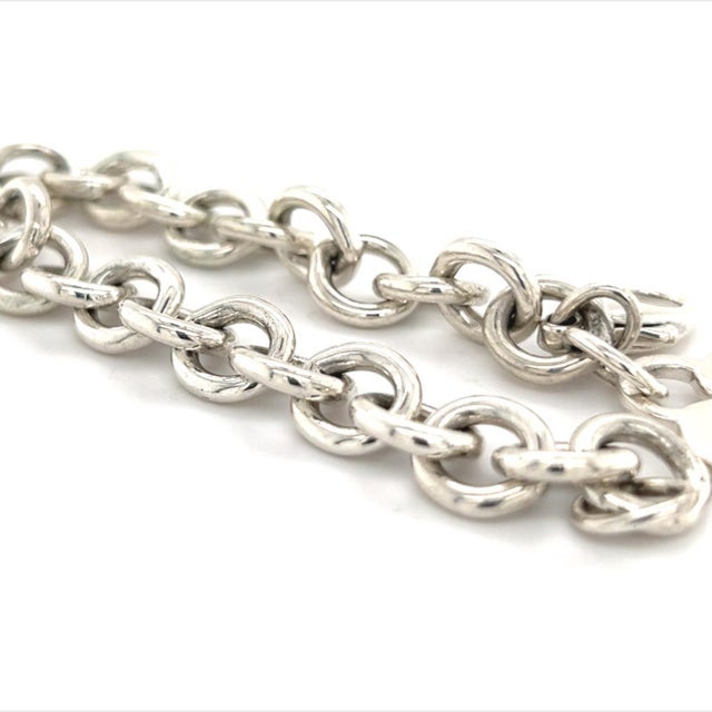 1990s Tiffany & Co Estate Heart Charm Bracelet Sterling Silver 7.5" 36 Grams For Sale - Image 4 of 7
