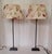 Vintage Table Lamps with Black Metal Base and Beige Patterned Fabric Shade, 2000s, Set of 2, in Very Good conditions....