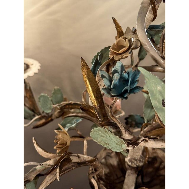An exceptional italian florentine tole chandelier, circa 1950, showcasing the finest tradition of italian decorative...