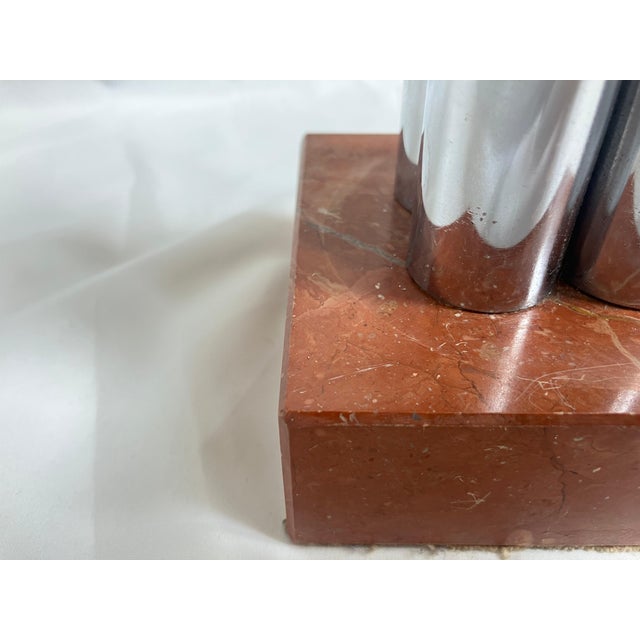 Stone Art Deco Marble and Chrome Table Lamp For Sale - Image 7 of 10