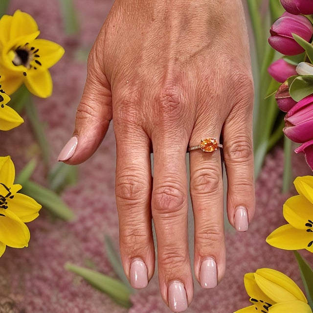 Natural Orange Sapphire Diamond Ring 6.75 14k W Gold 2.6 TCW Certified For Sale - Image 11 of 18