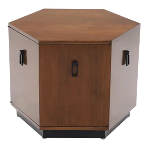 Mid 20th Century Hexagon Shape Drop Pulls Cabinet End Table