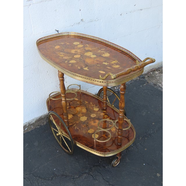 Italian Inlay Bar Server Tea Coffee Cart 6582 For Sale - Image 13 of 14