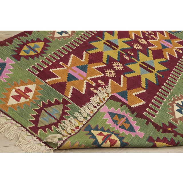 1970s Turkish Tribal Style Hand Knotted Oushak Kilim Rug For Sale - Image 12 of 13