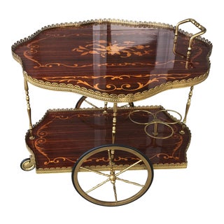 Stunning, Vintage Early 20th Century Italian Inlaid Marquetry Drop Leaf Bar Cart/Rare Find/ Reduced Final For Sale