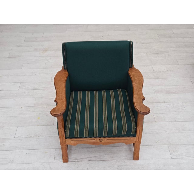 Mid-Century Modern Danish Armchair in Wool and Oak, 1970s For Sale - Image 3 of 17