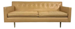 Mid Century Modern Edward Wormley for Dunbar Tan Leather Sofa With Brass Legs