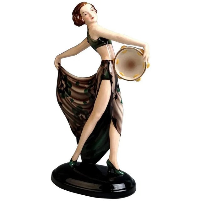 Vienna Dancer with Tambourine La Jana by Josef Lorenzl for Goldscheider, 1937 For Sale - Image 10 of 10