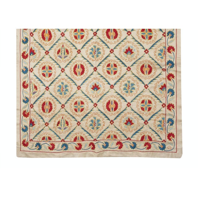 2020s 32x74 in Contemporary 100% Silk Wall Hanging. Handmade Embroidered Table Runner For Sale - Image 5 of 5