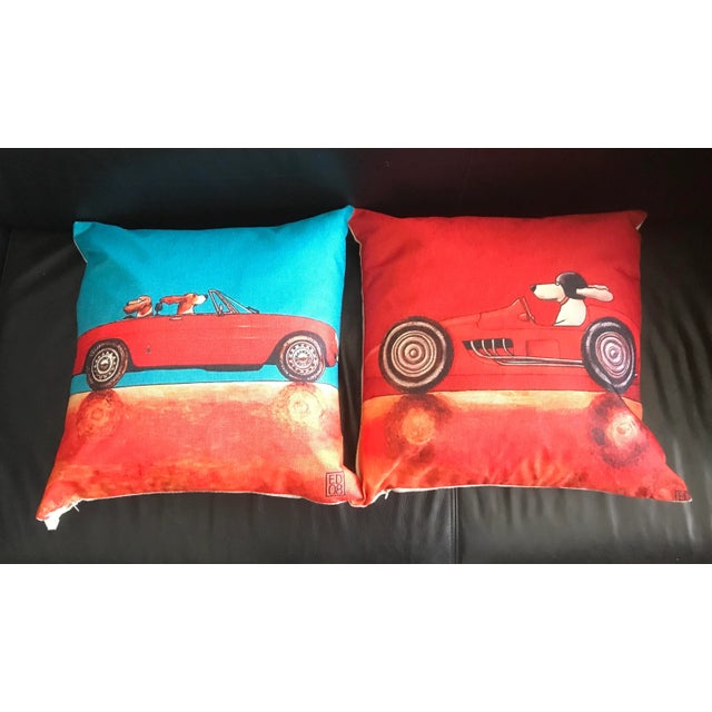 Early 21st Century Children's Dog Race Car Pillow Cases - a Pair For Sale - Image 5 of 5