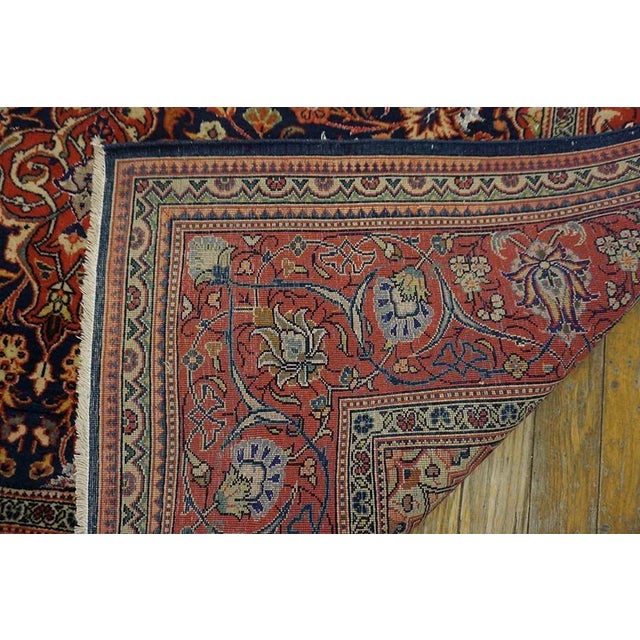 1920s Blue Navy Medallion Antique Persian Silk & Wool Kashan Carpet 4'4" X 6'6' Rug For Sale - Image 13 of 13