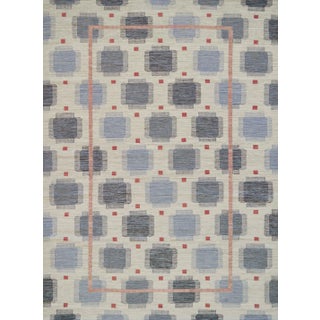 Handwoven Mansour Modern Swedish Lantern Inspired Wool Rug For Sale