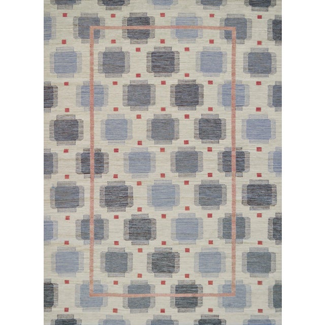 Handwoven Mansour Modern Swedish Lantern Inspired Wool Rug For Sale