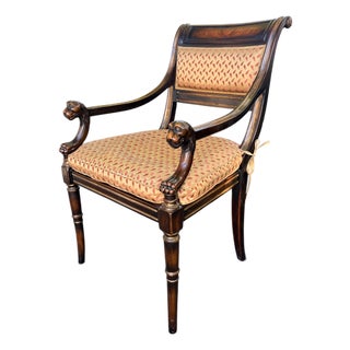 Theodore Alexander Regency Style Carved Lion Head Mahogany Armchair For Sale