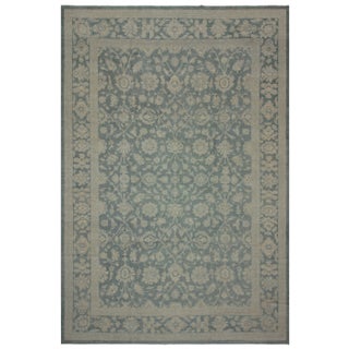 1990s Boho Chic Kafkaz Lt. Blue/Lt. Green Hand-Knotted Rug - 11'11 X 18'1 For Sale