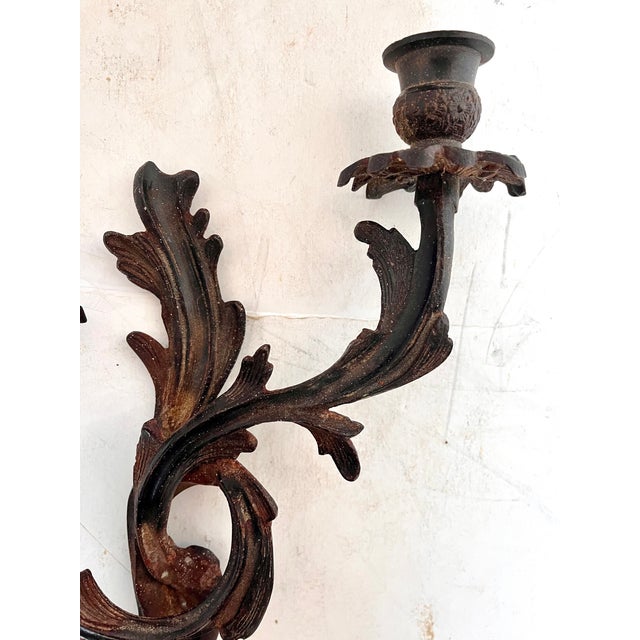 Vintage Iron Vines Candle Holder Wall Sconces - A Pair For Sale - Image 9 of 14