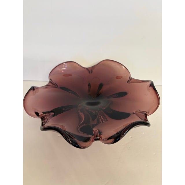 1990’s Royal Gallery Art Glass Amethyst Color Scheme With Clear Base For Sale - Image 4 of 5