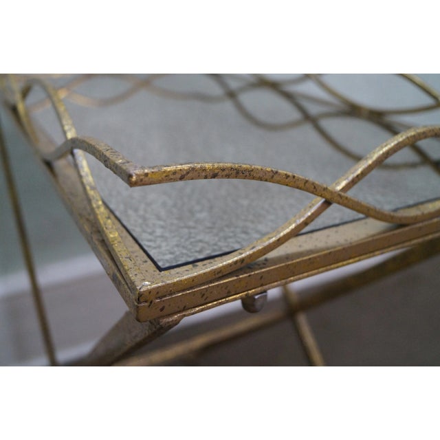 Gold Regency Style Gilt Metal Mirror-Top Serving Table For Sale - Image 8 of 10