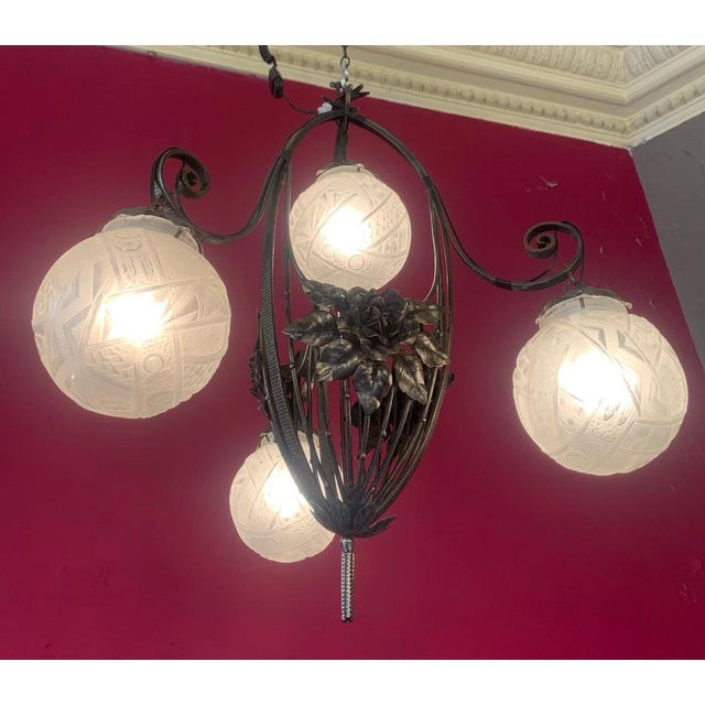 Art Deco Geometric Balls Chandelier by Muller Frères for Muller Frères, 1930s For Sale - Image 10 of 18
