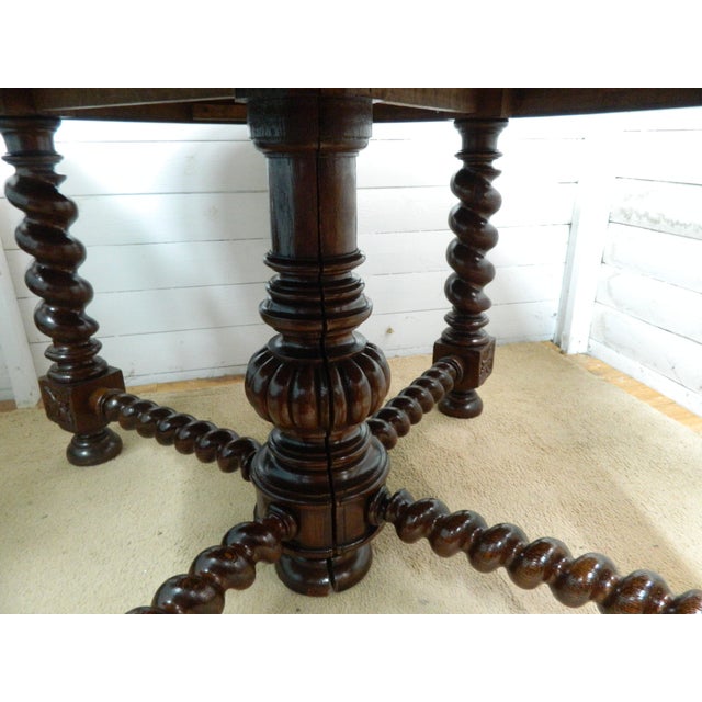 Oak Demi Lune Barley Twist Table For Sale - Image 9 of 18