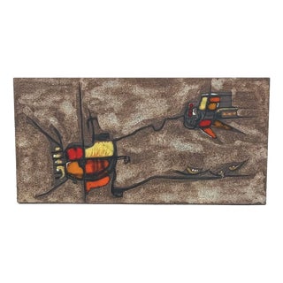 Wall Plaque in Enameled Lava Stone by JG Picard, 1970s For Sale