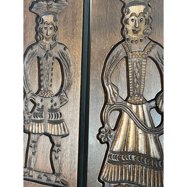 1970s Hand Carved Wooden Folk Art Traditional Cookie Board. Set of 2 For Sale - Image 4 of 9