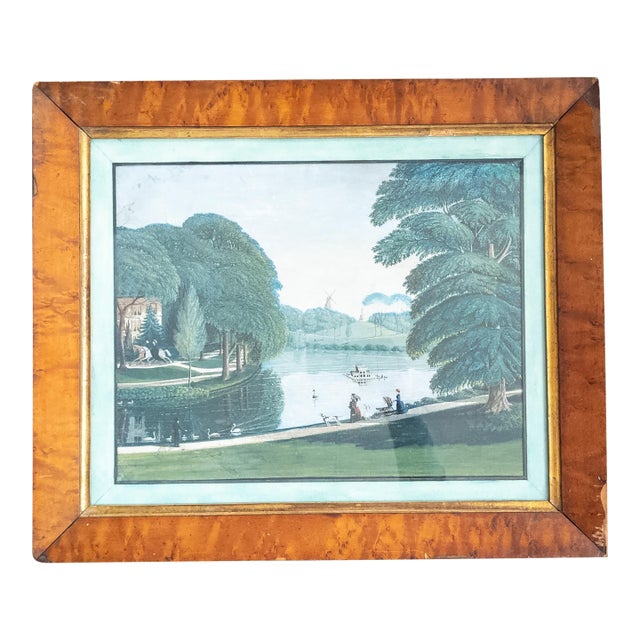 19th Century English Victorian Exquisite Gouache Landscape Painting of Park Setting For Sale