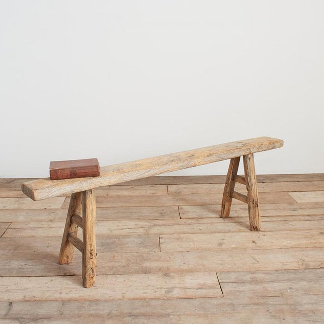 Wood Antique Rustic Wooden Hallway Pig Bench For Sale - Image 7 of 7