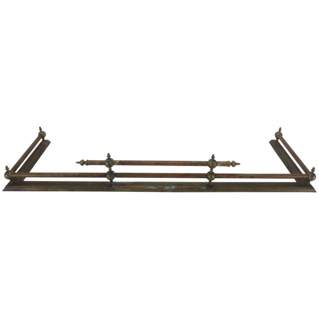 Mid-Century French Brass Fireplace Fender For Sale - Image 10 of 10