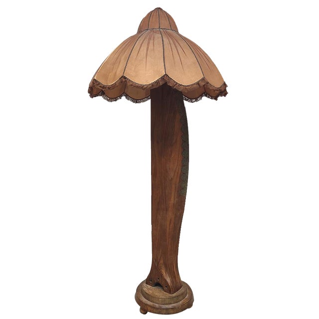 Mid-Century Art-Deco Wooden Airplane Propeller Floor Lamp, 1940s For Sale