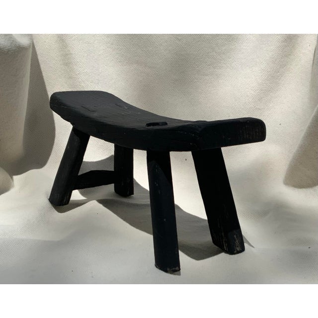 Antique Primitive Ebonized Wood Saddle Stool, 19th–Early 20th Century For Sale - Image 15 of 17