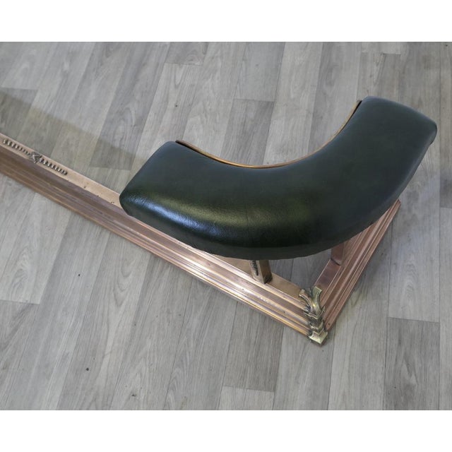 Metal Art Deco Brass, Copper & Green Leather Club Fender For Sale - Image 7 of 8