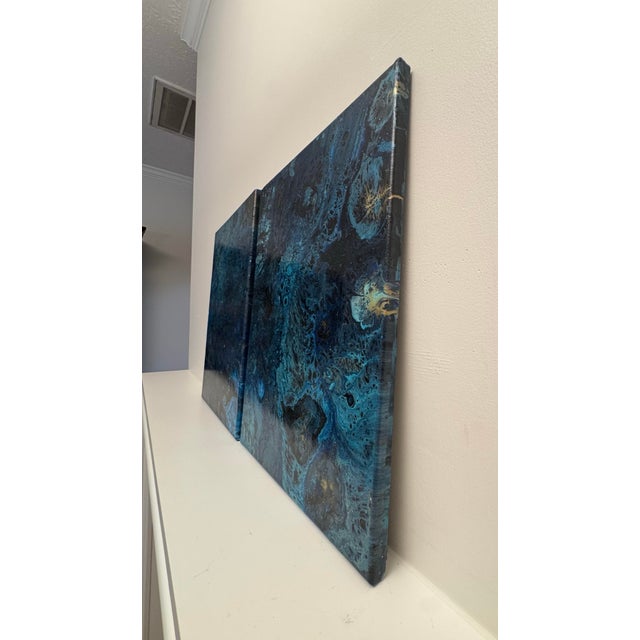 Vintage Contemporary Abstract Expressionist Original Oil Paintings, a Pair For Sale - Image 10 of 12