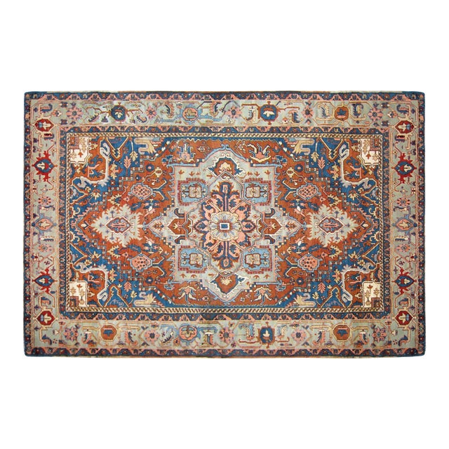 Antique Persian Heriz Oriental Rug, Room Size, W/ Central Medallion For Sale