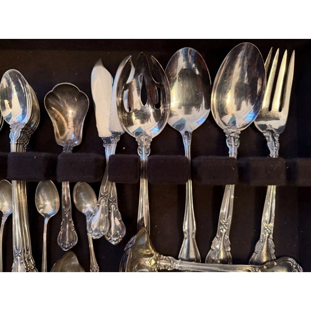 Silver Gorham Sterling Silver Chantilly Flatware Set 103 Pieces With Fitted Chest 1895 For Sale - Image 8 of 18