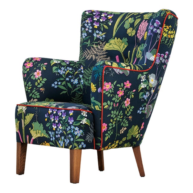 No. 912 Chair in Printed Upholstery by Gocken Jobs, 1950s For Sale